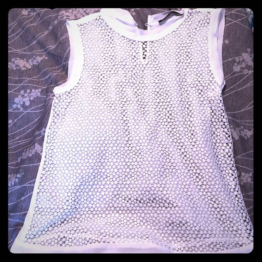 Zara White Crochet Mesh Tank Top